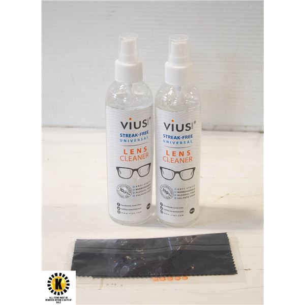 NEW 2 PACK OF VIUS STREAK FREE LENS CLEANER