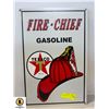 Image 1 : ESTATE TEXACO FIRE CHIEF METAL SIGN APPROX 12 X