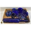 Image 1 : BOX OF COBLT BLUE GLASSWARE AND MORE