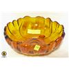 Image 1 : VINTAGE AMBER SUNFLOWER GLASS BOWL 1960'S