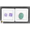 Image 1 : #167-NATURAL AMETHYST 3.05CT & EMERLAD 8.0CT