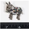 NEW ANTIQUE STYLE RHINESTONE DONKEY BROOCH