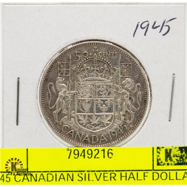 1945 CANADIAN SILVER HALF DOLLAR