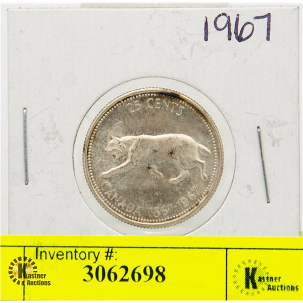 1967 SILVER CANADIAN 25 CENTS