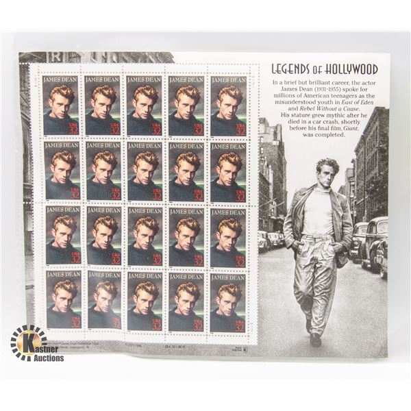 x20 USA COMMEM. 32c JAMES DEAN STAMPS SHEET