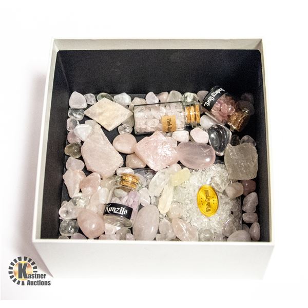 GENUINE KUNZITE, ROSE + CLEAR QUARTZ GEMSTONES &