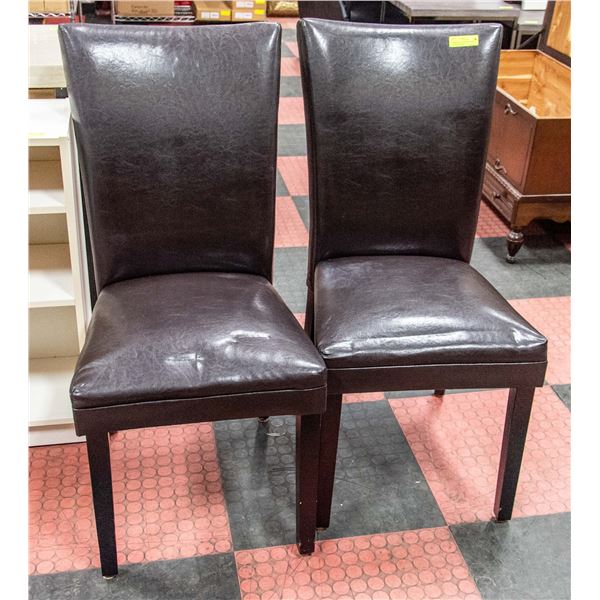 PAIR OF FAUX LEATHER ESTATE DINING CHAIRS