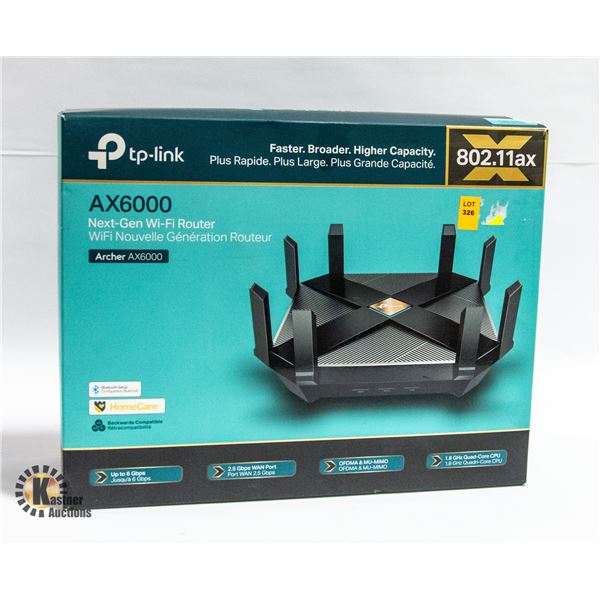 TP-LINK AX6000 NEXT GEN WI FI ROUTER W/BLUETOOTH