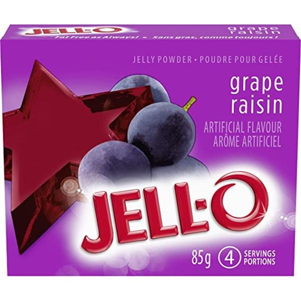 NEW CASE OF 24 GRAPE JELLO POWDER PACKS