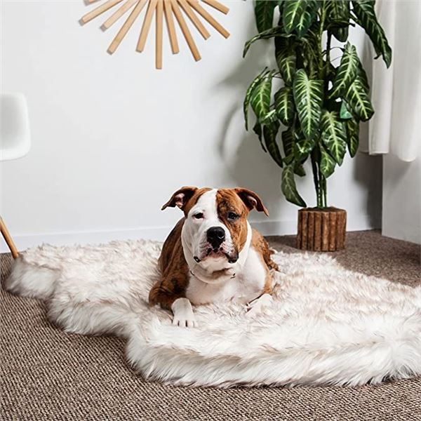 LUXURY FAUX FUR ORTHOPEDIC DOG BED 60 X 35" GIANT