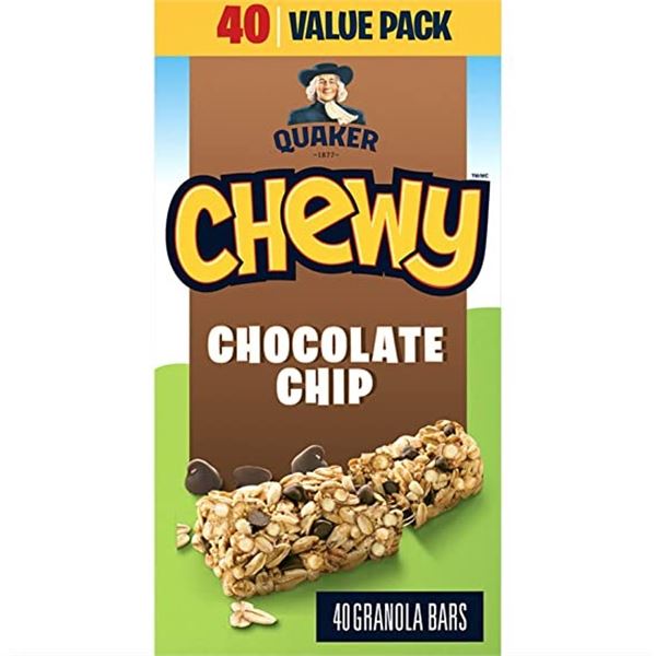 NEW BOX OF 40 CHEWY CHOCOLATEY CHIP GRANOLA BARS