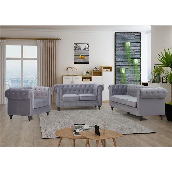 NEW FABRIC NAILHEAD DELUXE SOFA/LOVESEAT/CHAIR SET