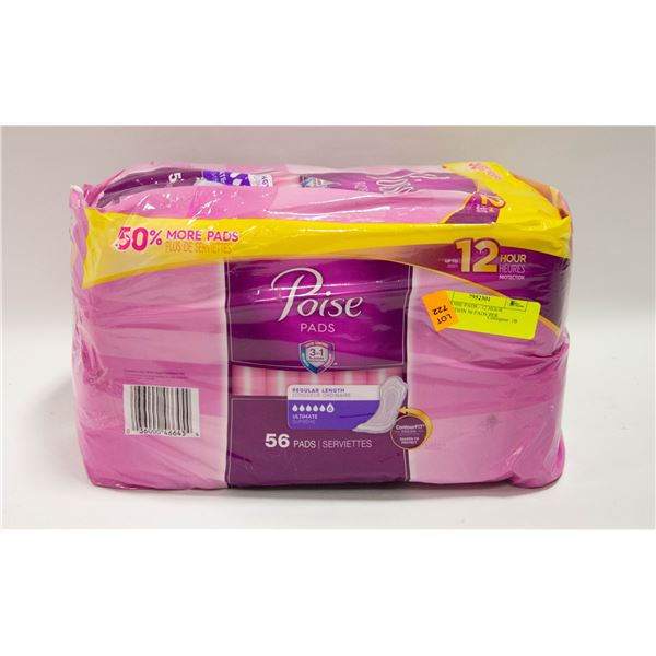 NEW POISE PADS - 12 HOUR PROTECTION 56 PADS PER