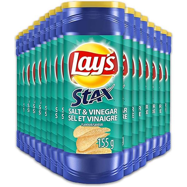 NEW CASE OF 17 LAYS STAX SALT & VINEGAR FLAVOURED