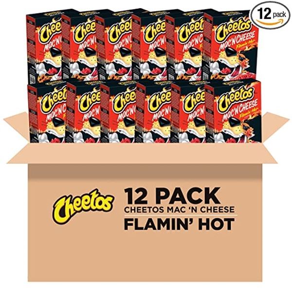 NEW CASE OF 12 CHEETOS FLAMING HOT MAC N CHEESE