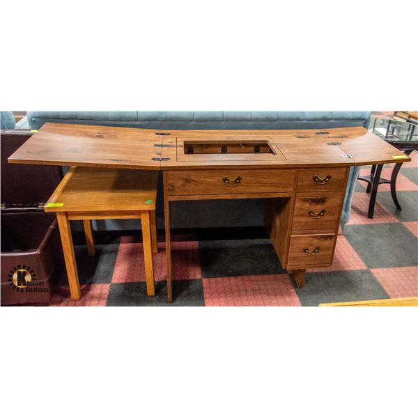 WOODEN SEWING TABLE 44  X 19.5  X 31 