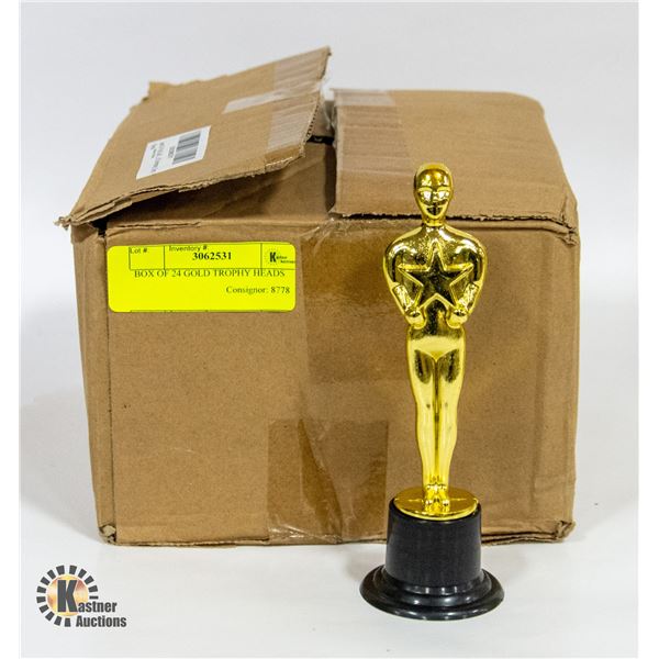 BOX OF 24 GOLD COLOR TROPHIES