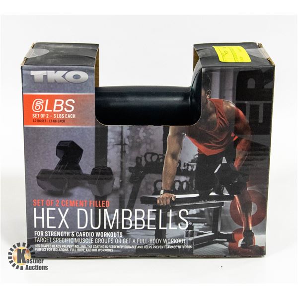 NEW SEALED HEX DUMBBELLS SET OF 2 6LBS