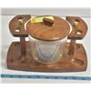 Image 1 : VINTAGE WOOD PIPE STAND WITH TOBACCO CONTAINER