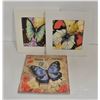 Image 1 : 3 SQUARE CERAMIC KITCHEN TRIVET,BUTTERFLY