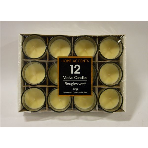 12 HOME ACCENTS VOTIVE CANDLES,UNSCENTED