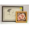 Image 1 : 1 FRAMED PICTURE AND FRAMED BEAD ART