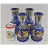 Image 1 : 4 VINTAGE COBALT BLUE GOLD EMBOSSED HOOKAH BASES