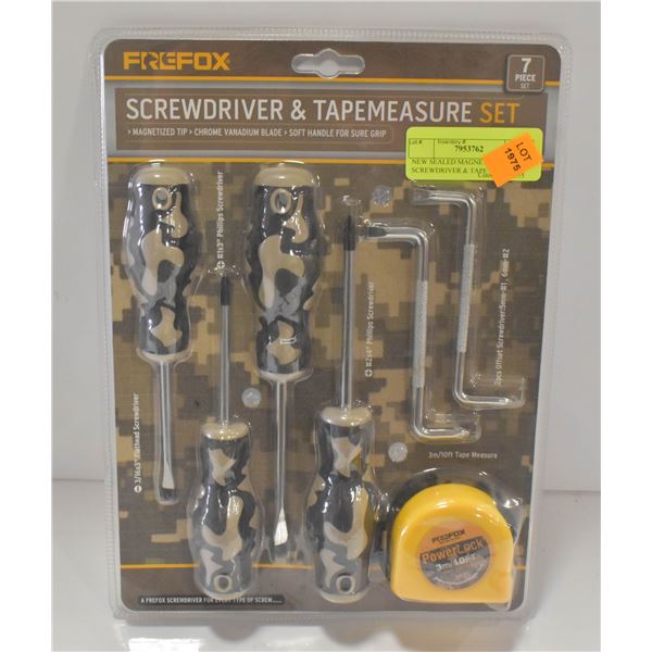 NEW SEALED MAGNETIC TIP SCREWDRIVER & TAPE MEASURE