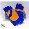 Image 1 : 6 PAIRS NEW BLUE/TAN WELDING GLOVES MED/LARGE