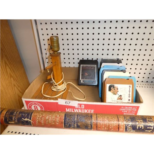 table lamp, 8 tracks, vintage fire extinguisher