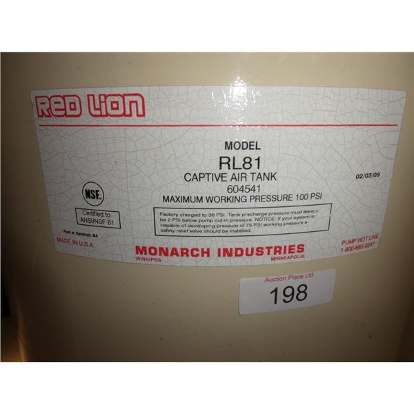 Red Lion RL81 captive pressure  tank