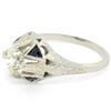 Image 2 : Antique Art Deco 20k White Gold Diamond and Sapphire Engagement Ring