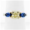Image 3 : Platinum 18k Gold 2.61 ctw GIA Fancy Yellow Radiant Diamond Marquise Sapphire Ri