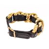 Image 3 : Chanel Black Gold Plated Leather Chain Bracelet