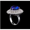 Image 4 : GIA Cert 11.22 ctw Tanzanite and Diamond Ring - 14KT White Gold
