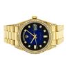 Image 1 : Rolex Mens 18K Yellow Blue Vignette Diamond Lugs Quickset President Wristwatch