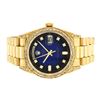Image 4 : Rolex Mens 18K Yellow Blue Vignette Diamond Lugs Quickset President Wristwatch
