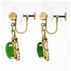 Image 4 : Vintage 14k Yellow Gold Oval Green Jade Non Pierced Earrings