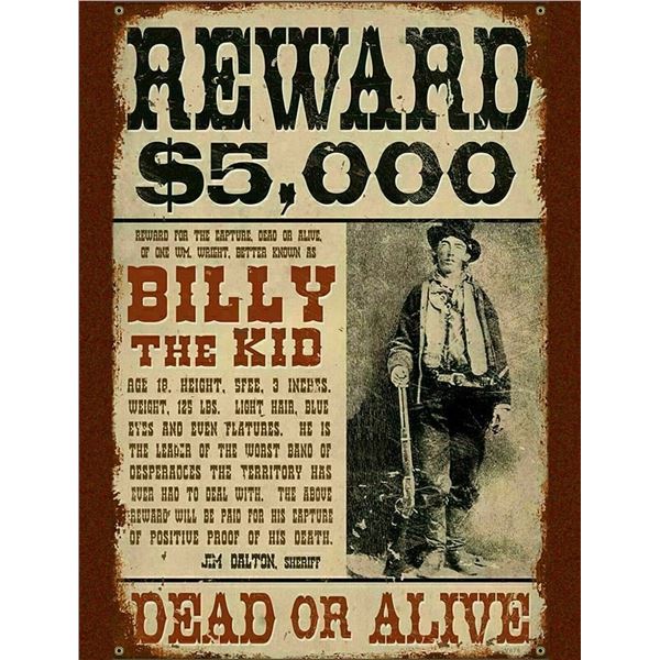 Billy the Kid Wanted Poster Reprint