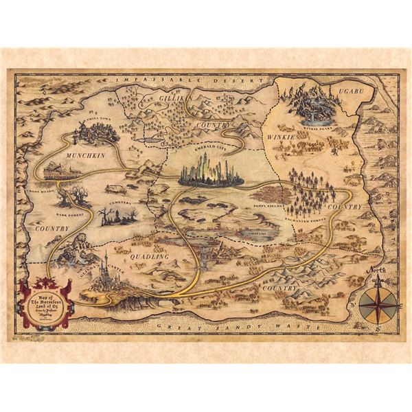 The Wizard of Oz Glenda Map Prop Print
