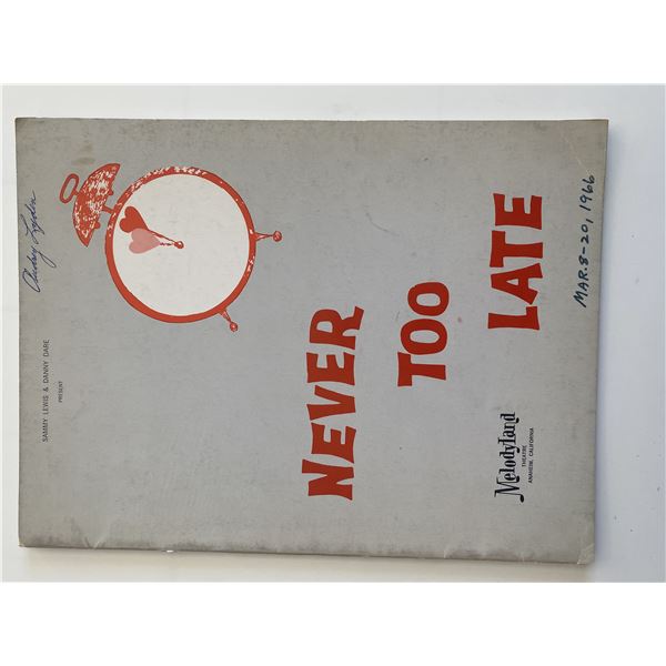 Never Too Late cast signed program