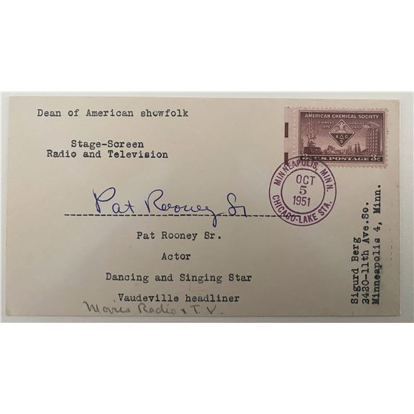 Actor Pat Rooney Sr. signed envelope