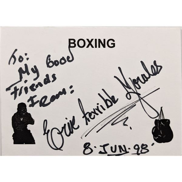 Boxer Érik El Terrible Morales signed note