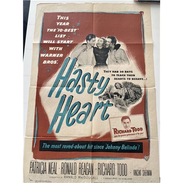 Hasty Heart 1950 vintage movie poster