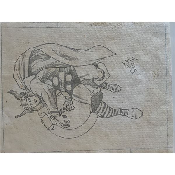 Jack Kirby original signed Thor sketch