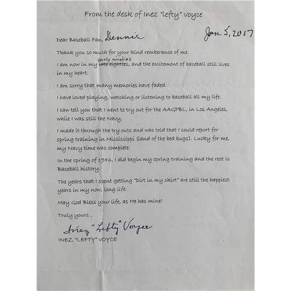 Inez Voyce Signed Note