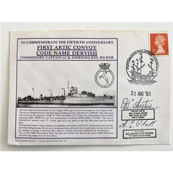 WWII 50th Anniversary First Arctic Convoy Dervish Commemorative Signed First Day Cover