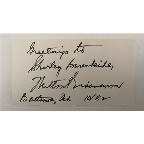 Penn State President Milton Eisenhower signed note