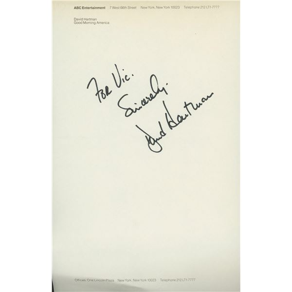 David Hartman signed note