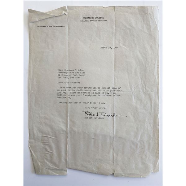 Canadian Artist Robert Davidson signed letter